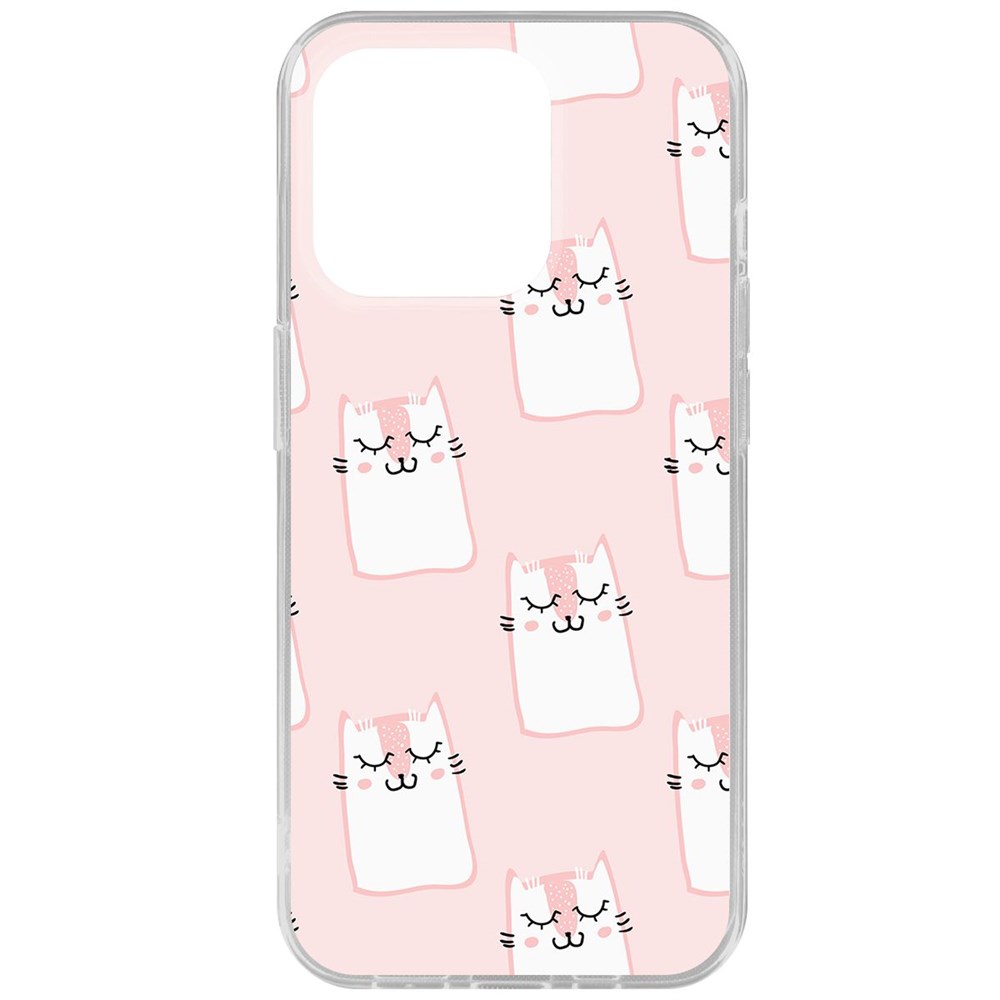 

Чехол-накладка Krutoff Clear Case Котики паттерн для iPhone 15 Pro, Прозрачный