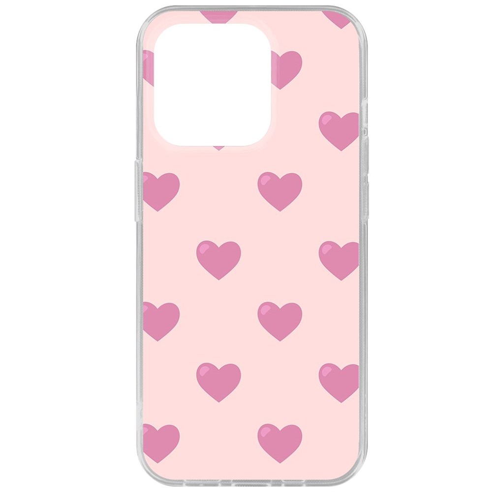 

Чехол-накладка Krutoff Clear Case Пурпурные сердца для iPhone 15 Pro, Прозрачный