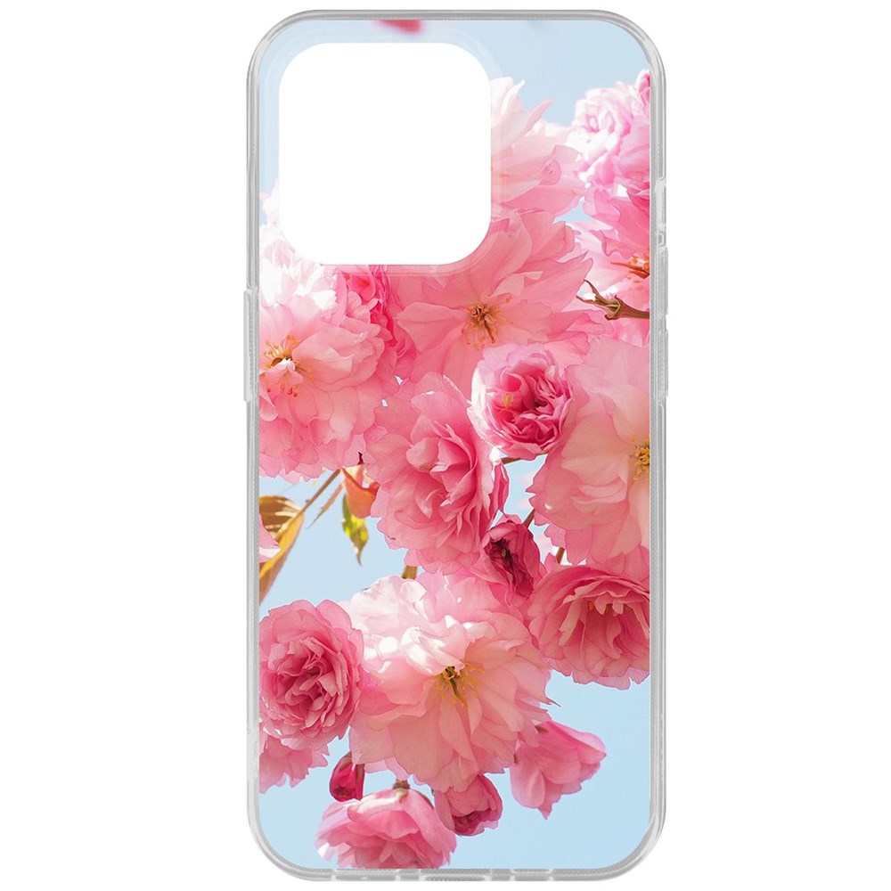 

Чехол-накладка Krutoff Clear Case Сакура для iPhone 15 Pro, Прозрачный