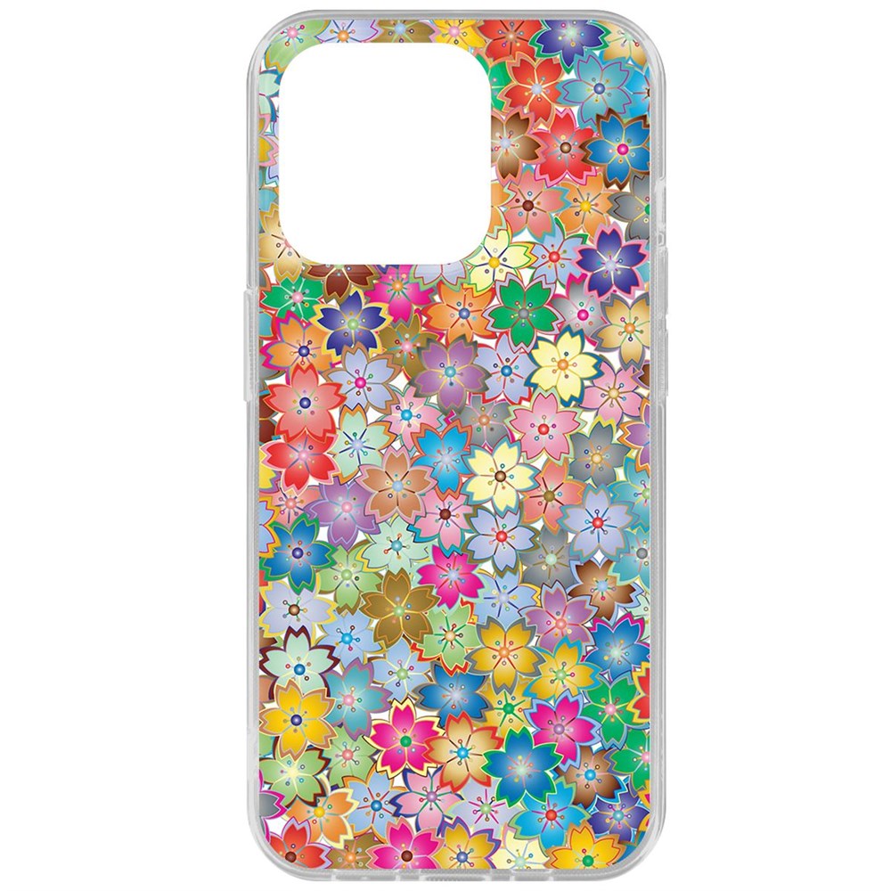 

Чехол-накладка Krutoff Clear Case Цветочный паттерн 4 для iPhone 15 Pro, Прозрачный