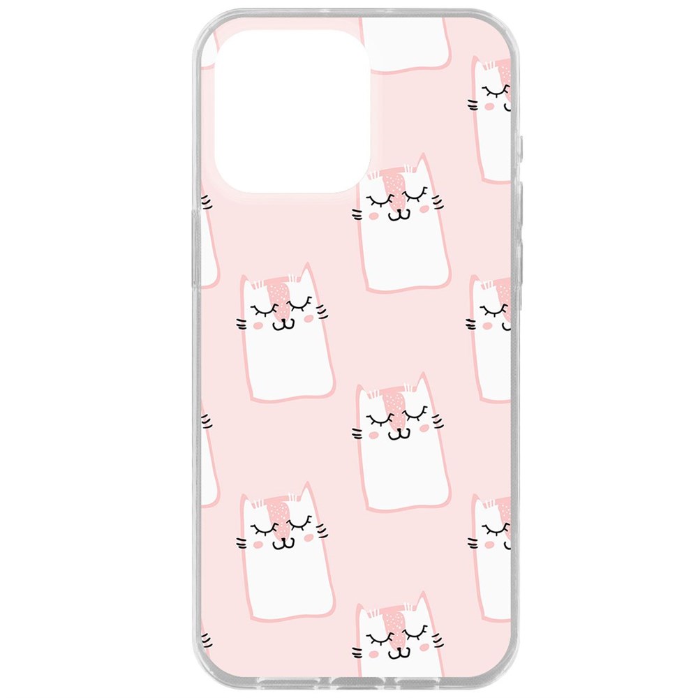 

Чехол-накладка Krutoff Clear Case Котики паттерн для iPhone 15 Pro Max, Прозрачный