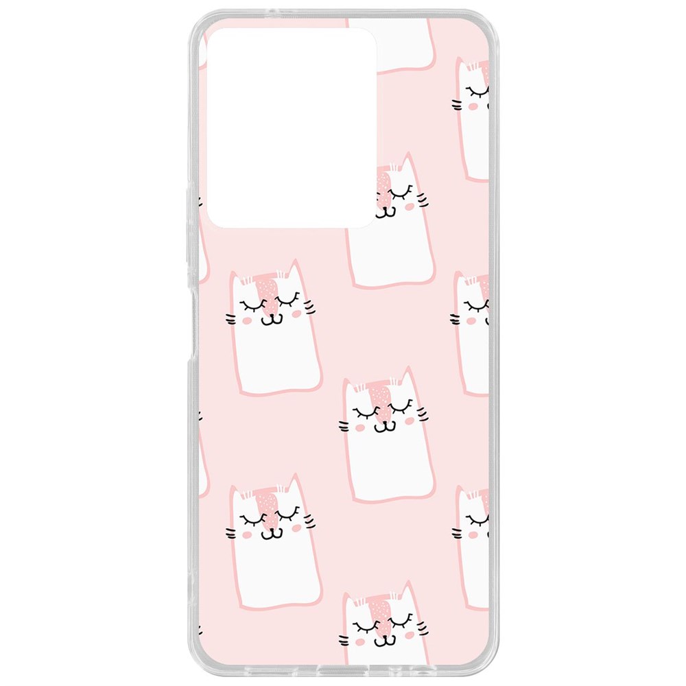 

Чехол-накладка Krutoff Clear Case Котики паттерн для Vivo Y36, Прозрачный