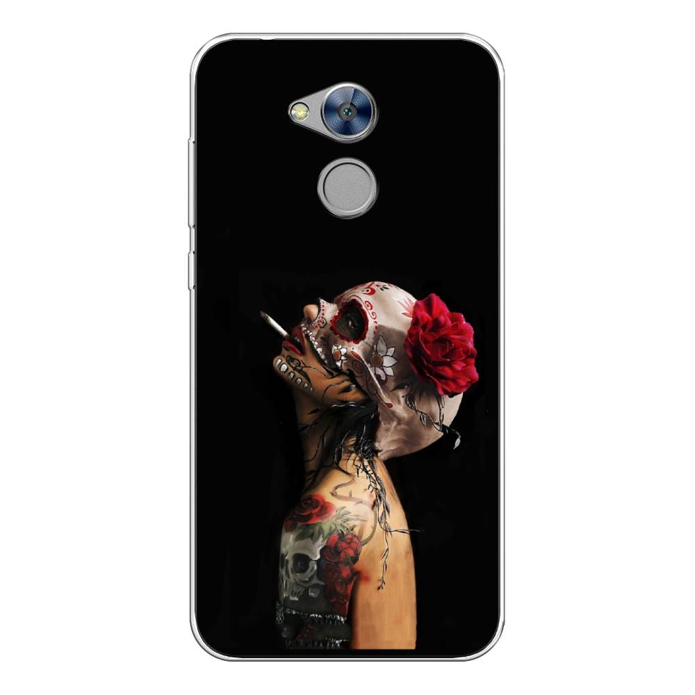 

Чехол Awog на Honor 6A "Девушка с черепом", Разноцветный, 63650-9