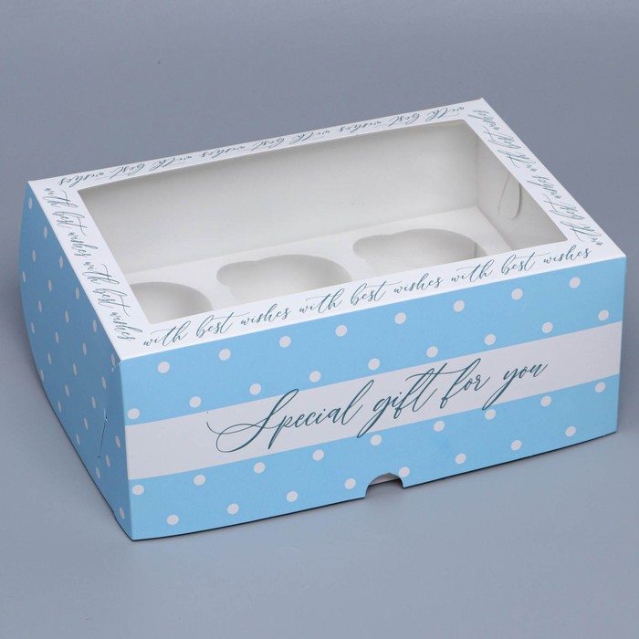 

Коробка для капкейков Дарите Счастье Special gift for you 25 х 17 х 10 см 5 шт, Голубой