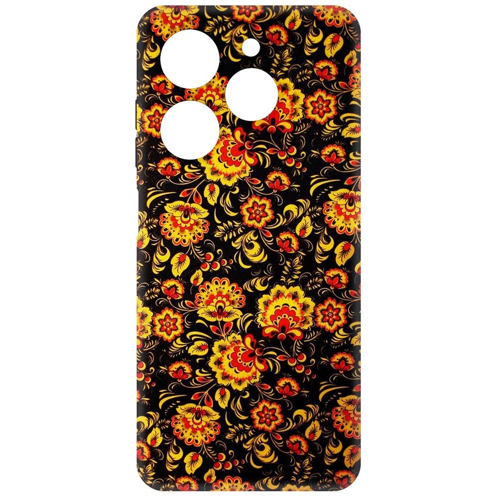 

Чехол-накладка Krutoff Soft Case Хохлома для Tecno Spark 20С черный