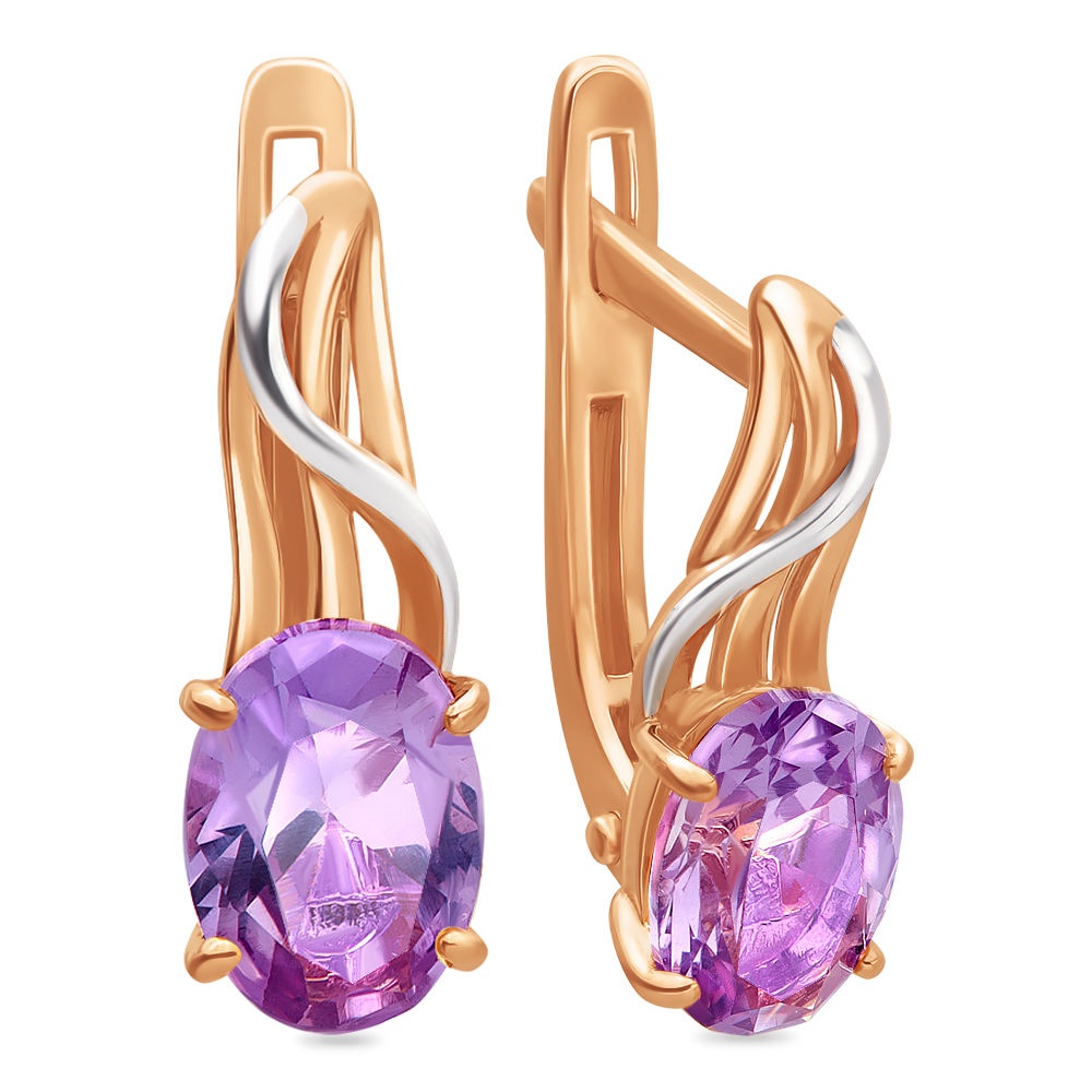 

Серьги из красного золота 585Gold 202008322, аметист, 202008322