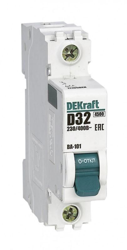 

Выключатель автоматический модульный 1п D 32А 4.5кА ВА-101 DEKraft 11105DEK