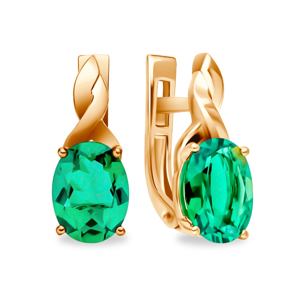 

Серьги из красного золота 585Gold 102007553, изумруд искусственный, 102007553