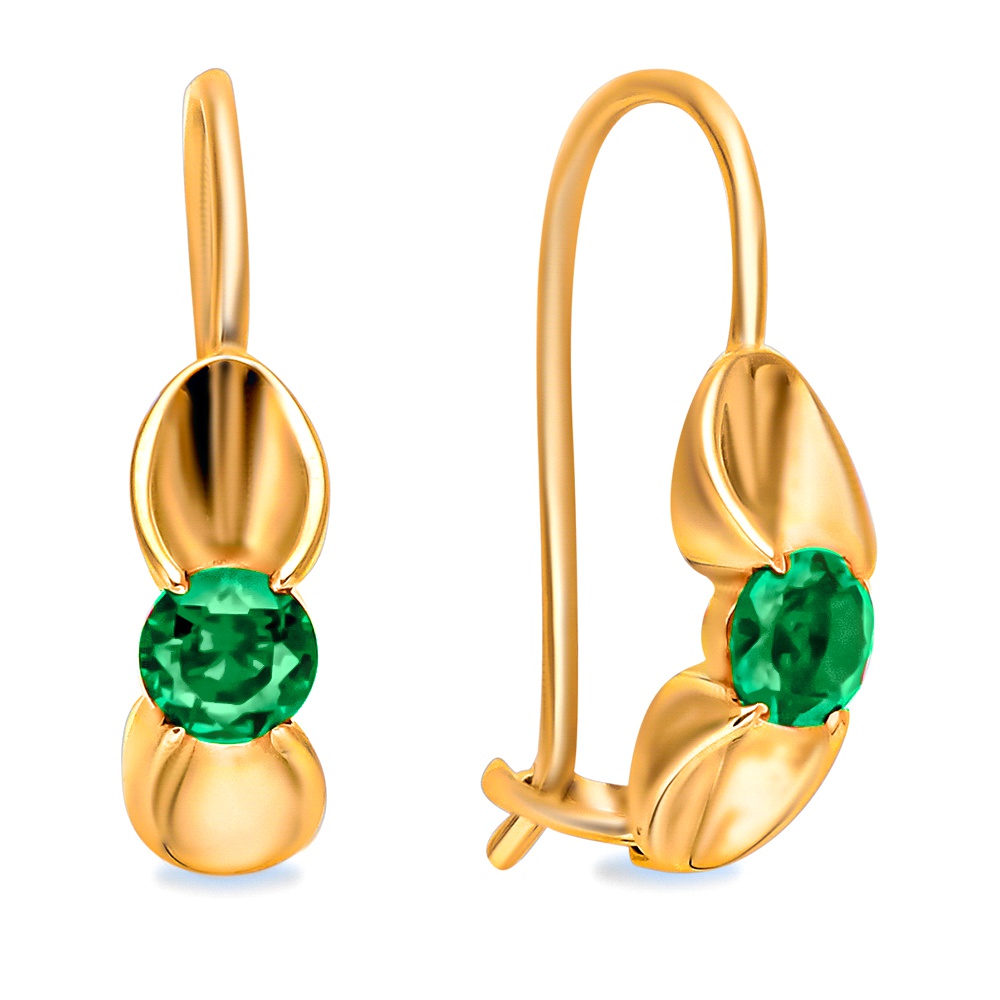

Серьги из красного золота 585Gold 102007913, изумруд искусственный, 102007913