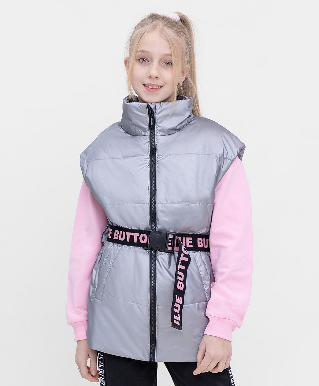 

Жилет детский Button Blue 122BBGJC470, серебристый, 158, 122BBGJC470