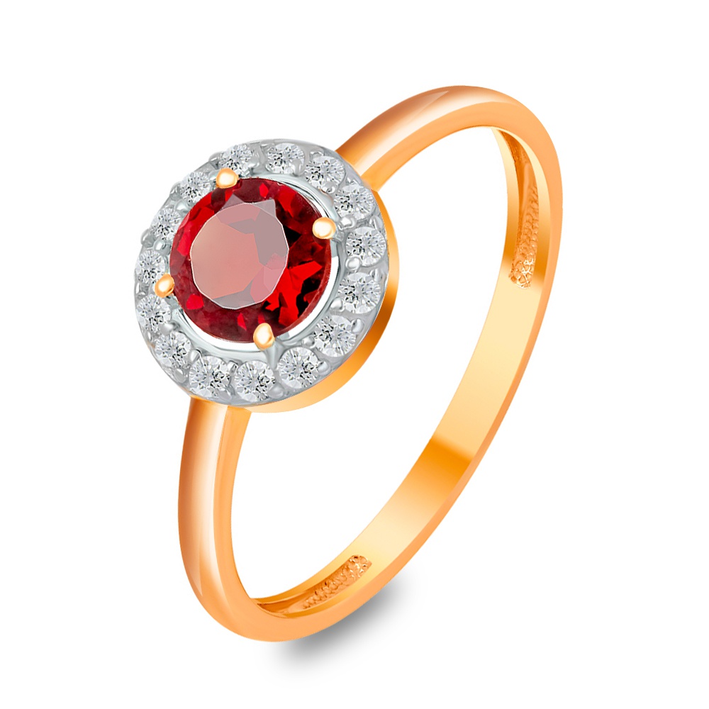 

Кольцо из золота р. , 585Gold 201013675, гранат\фианит, 201013675
