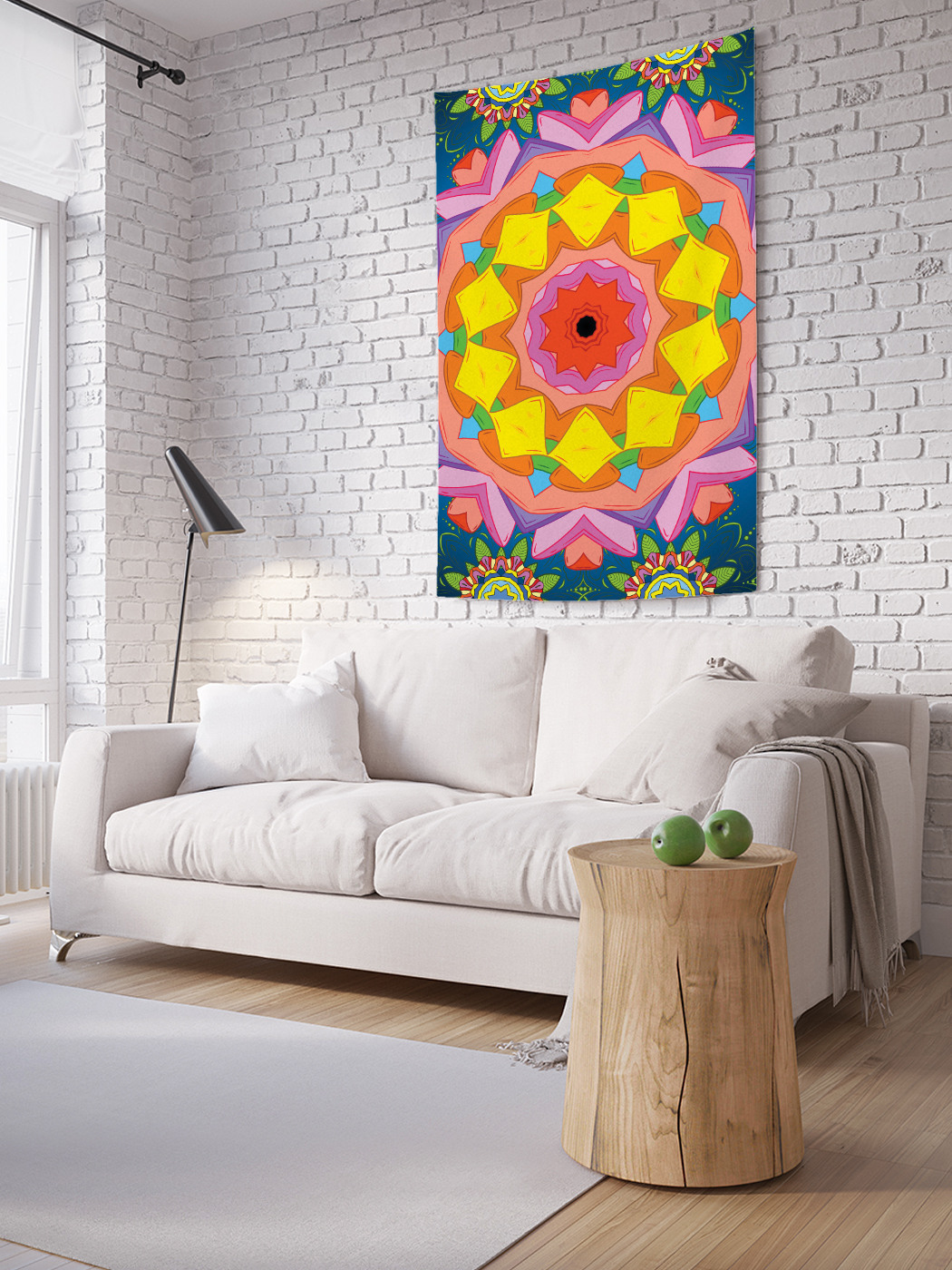 фото Вертикальное фотопанно на стену joyarty "яркий цветочный диск", 100x150 см