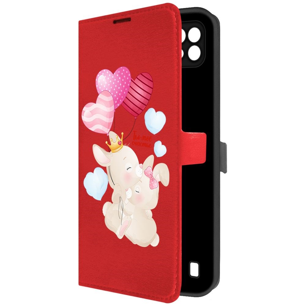 Чехол-книжка Krutoff Eco Book для Realme C21 Ты-моё счастье (красный)