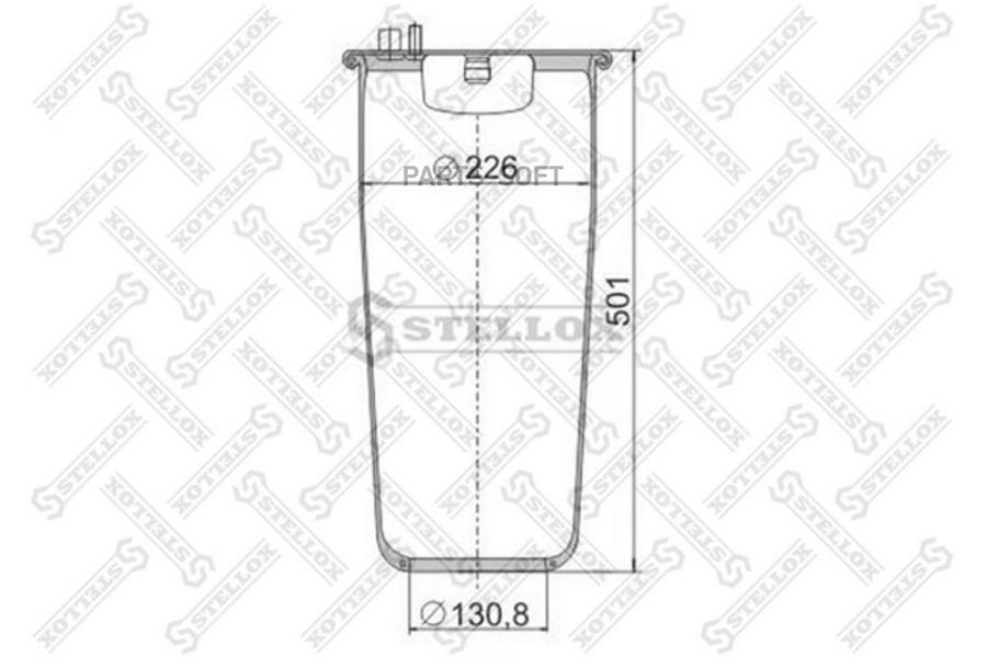 

90-48820-SX_пневмоподушка без стак.! 2штуц.M16 смещ.84- 1шп.M12 \MAN TGA