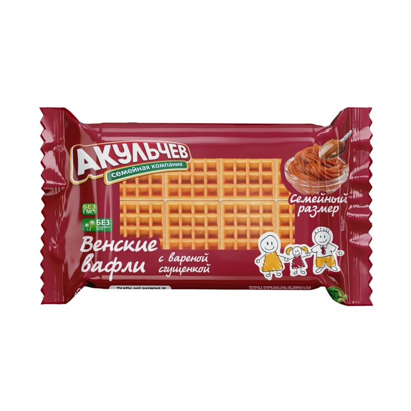 Вафли Акульчев венские, с варёной сгущёнкой, 800 г