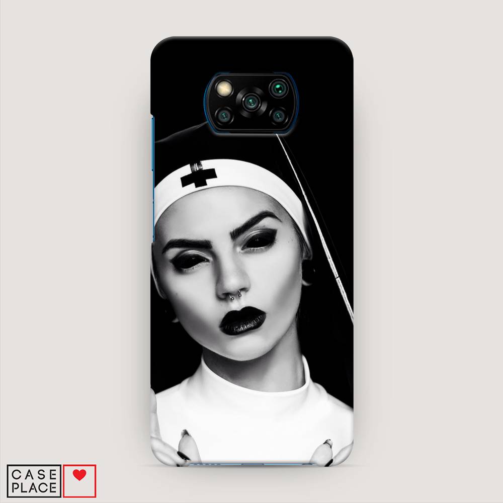 фото Пластиковый чехол "черная монашка" на xiaomi poco x3 nfc awog