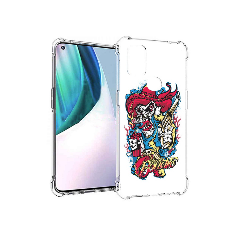 

Чехол MyPads Tocco для OnePlus Nord N10 5G нарисованный скелет с писталетом, Прозрачный, Tocco