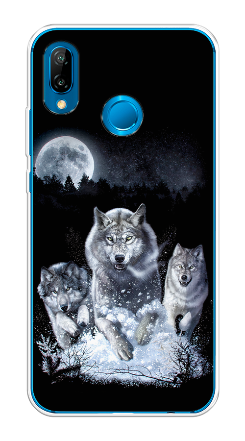 

Чехол на Huawei P20 Lite/Nova 3E "Стая волков под луной", Черный;белый;серый, 64450-1