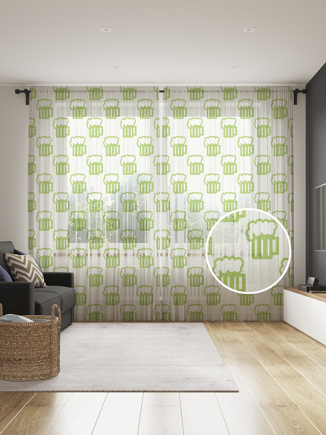 

Фототюль JoyArty "Для любителей пива" 145x265см (2 полотна со шторной лентой + 50 крючков), Для любителей пива