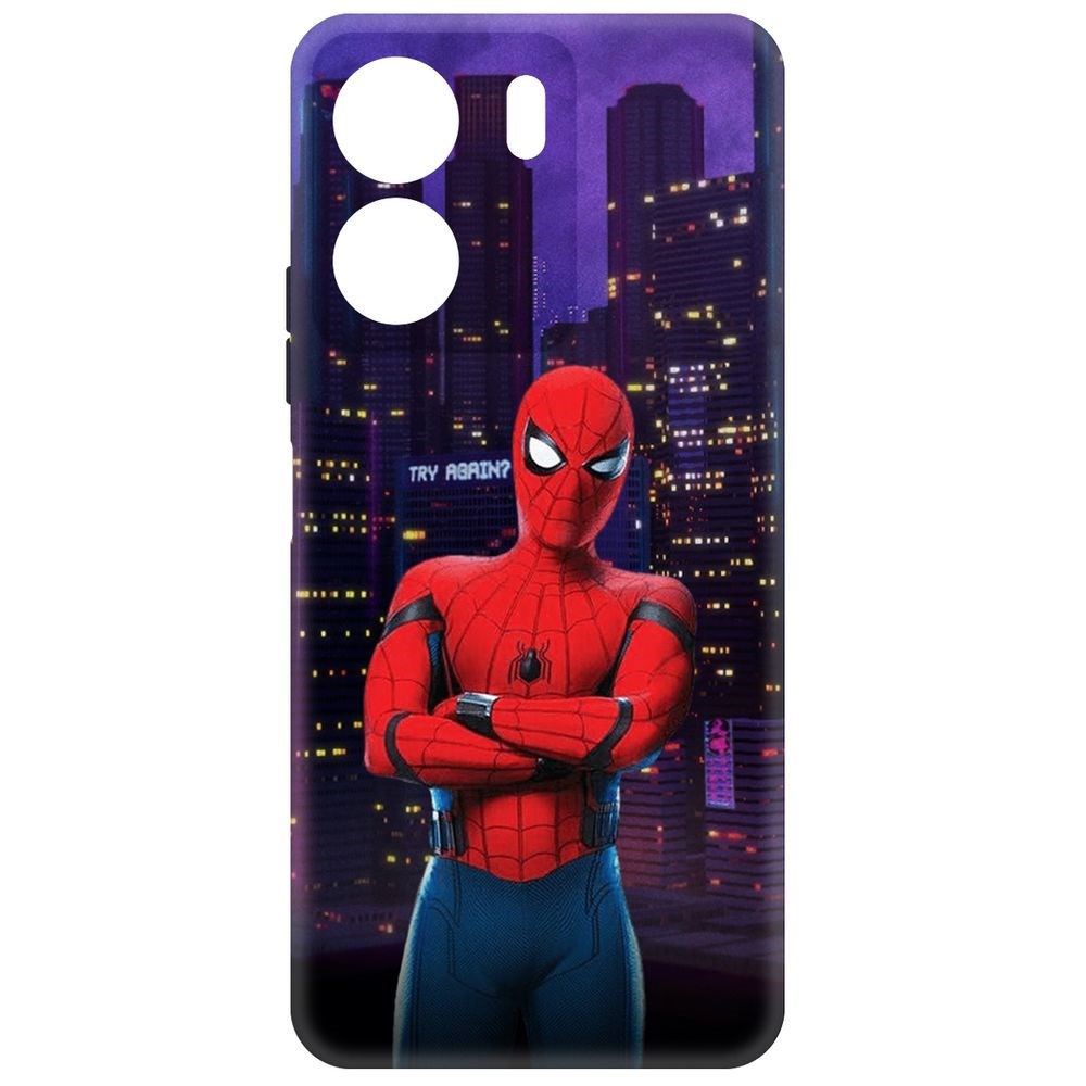 

Чехол-накладка Krutoff Soft Case Человек-Паук. На крыше для Xiaomi Redmi 13C черный