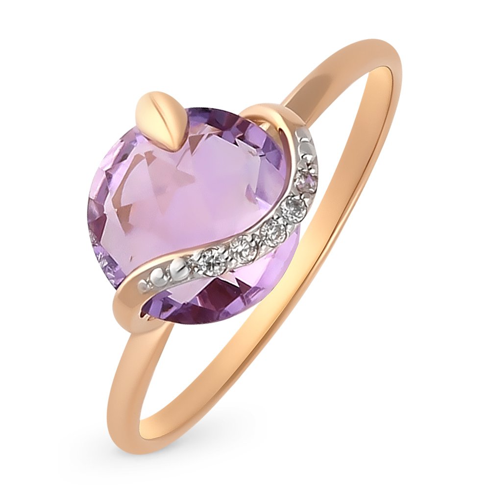 

Кольцо из золота р.  585Gold 201011288, аметист\фианит, 201011288