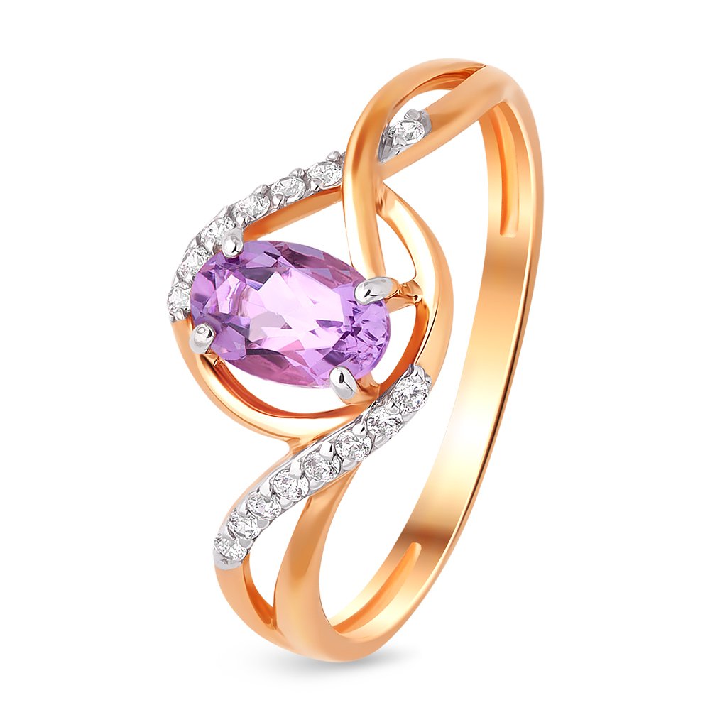 

Кольцо из золота р. , 585Gold 201011669, аметист\фианит, 201011669