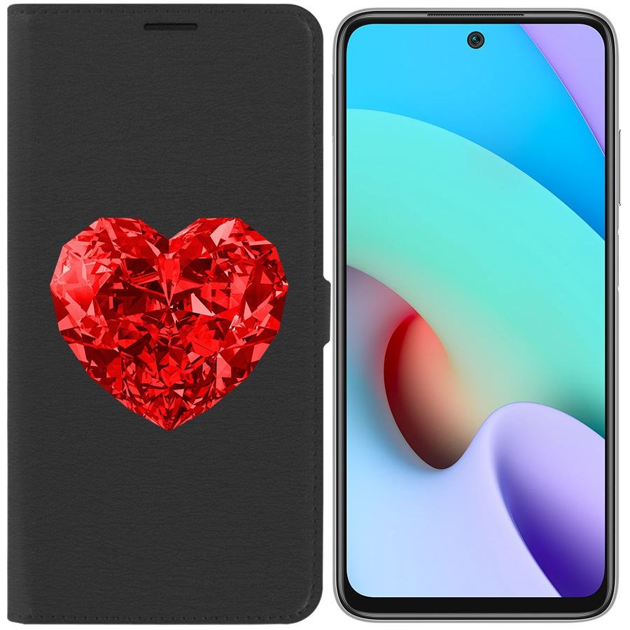 

Чехол-книжка Krutoff Eco Book для Xiaomi Redmi 10 Рубиновое сердце (черный)