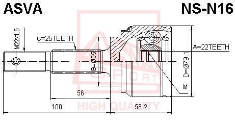 

Шрус Наружный 22x55x25 ASVA арт. NSN16