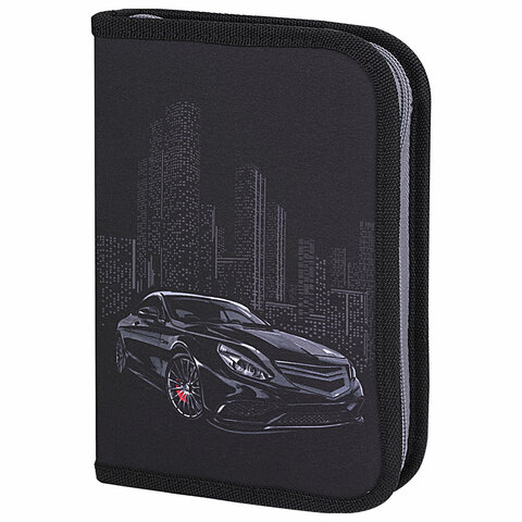

Пенал BRAUBERG, 1 отделение, 1 откидная планка, полиэстер, 21х14 см, "Night Car", 271522, Черный