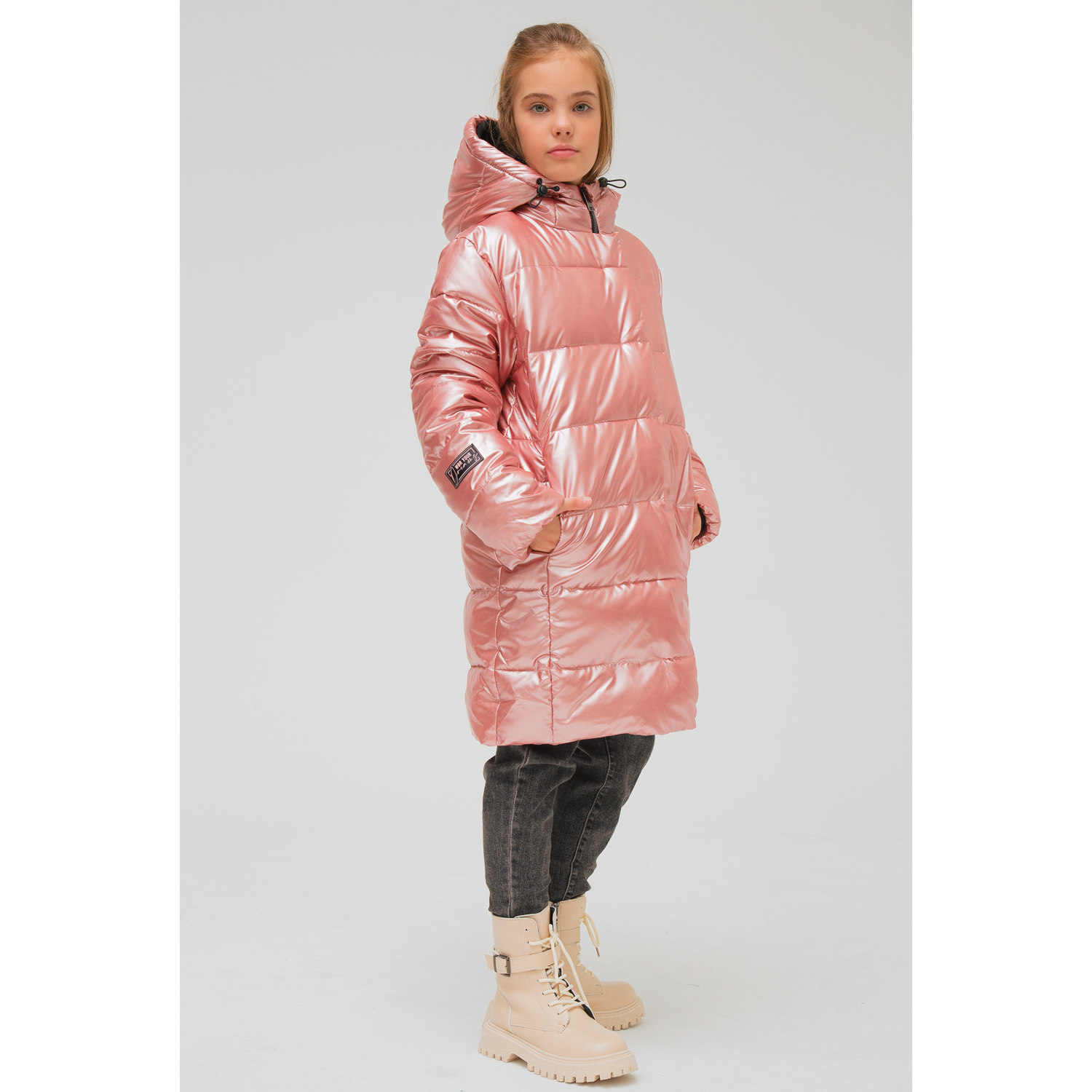 Пальто детское WBR 66-039, розовый, 128