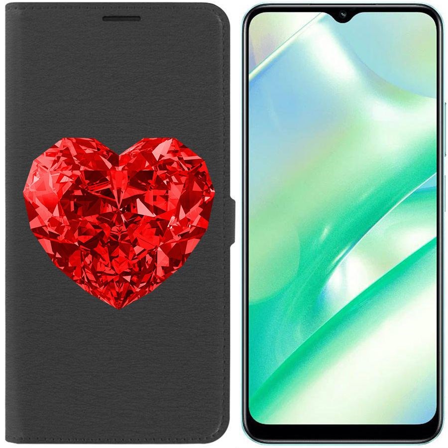 

Чехол-книжка Krutoff Eco Book для Realme C33 Рубиновое сердце (черный)