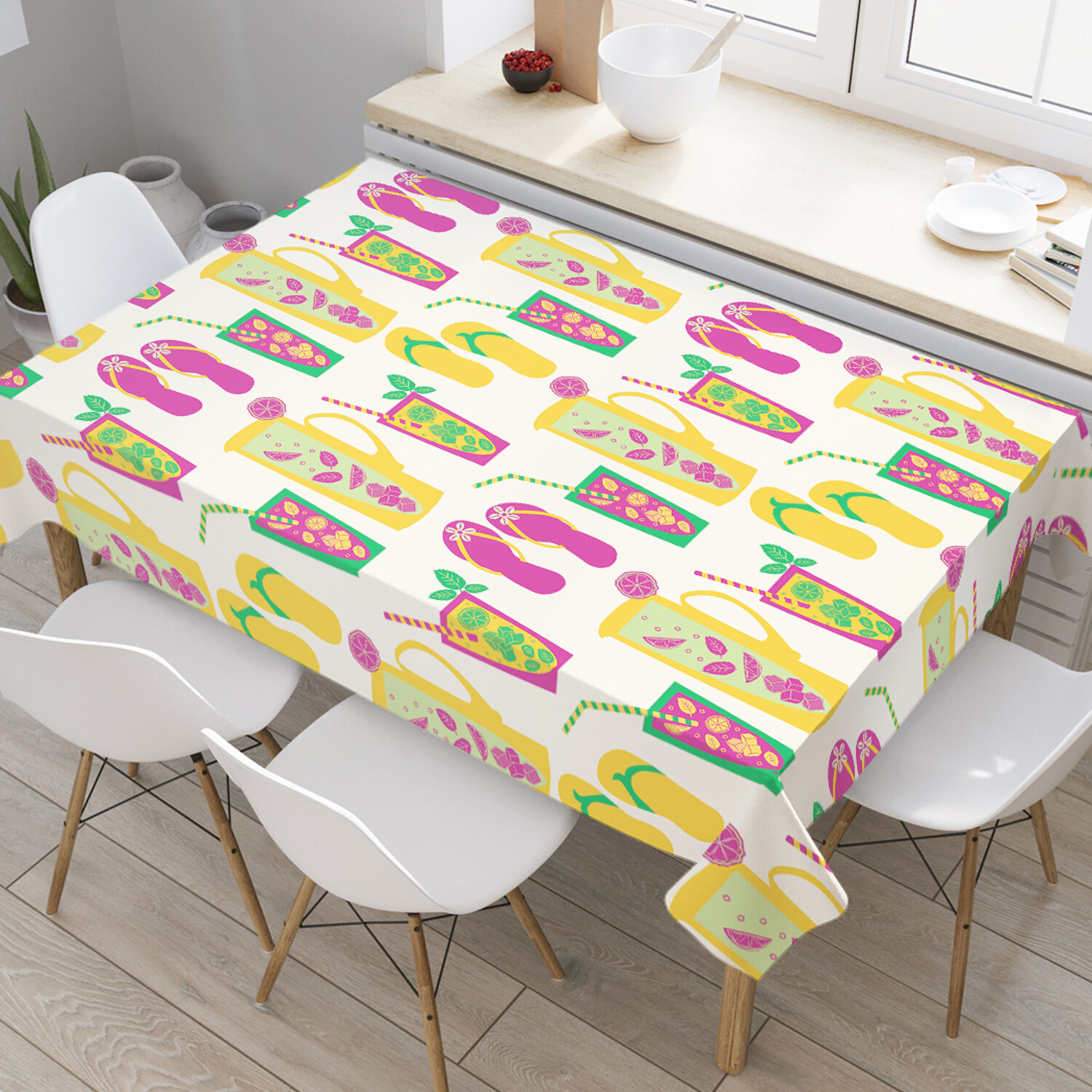 

Скатерть прямоугольная на кухонный стол JoyArty Лимонад на пляже из оксфорда 120x145 см, Белый, Лимонад на пляже