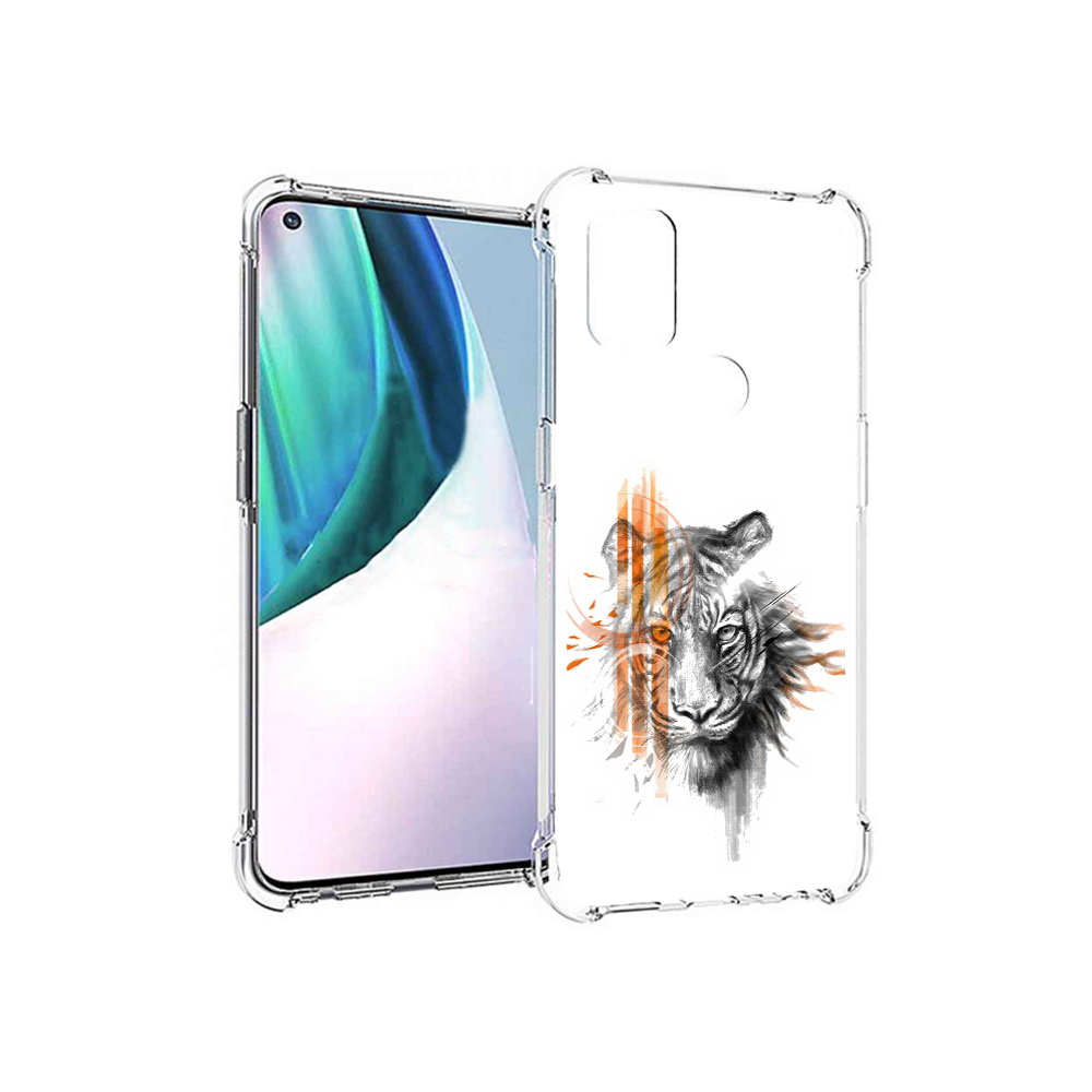 

Чехол MyPads Tocco для OnePlus Nord N10 5G огненный тигр (PT227047.129.526), Прозрачный, Tocco