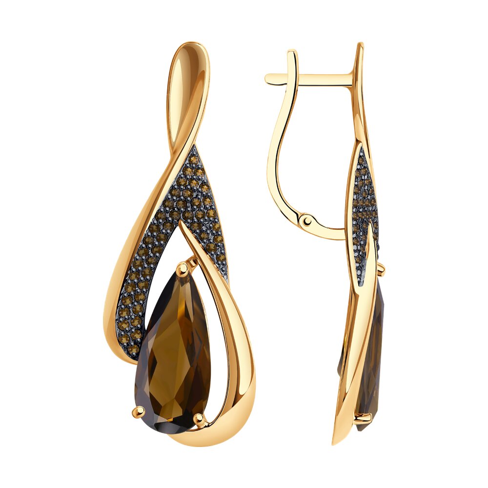 

Серьги из красного золота SOKOLOV 725098, фианит\раухтопаз, 725098