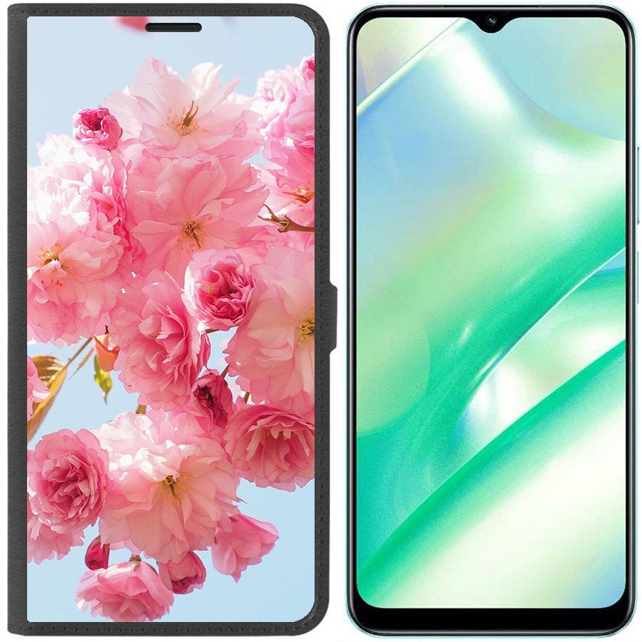 

Чехол-книжка Krutoff Eco Book для Realme C33 Сакура (черный)