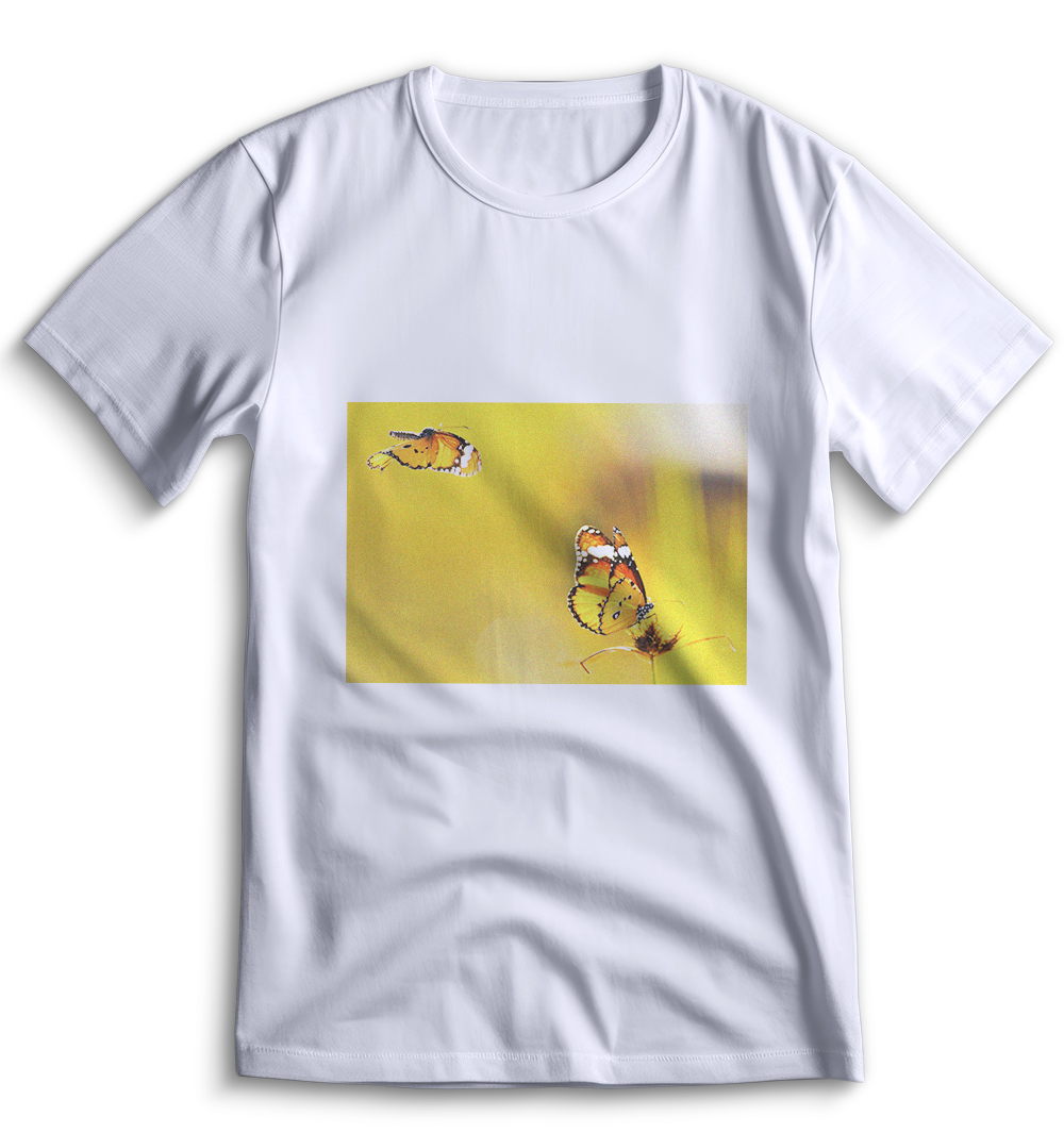 Белая футболка Top T-shirt с бабочками, артикул 0052, размер 3XS.