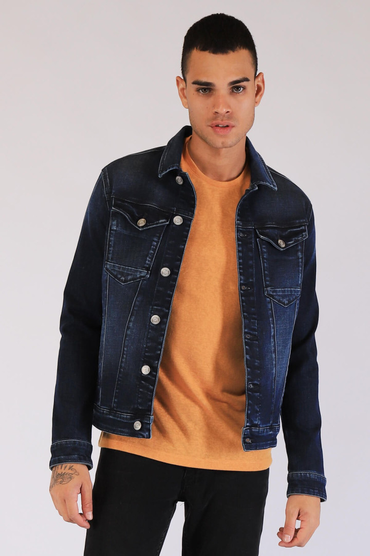Джинсовая куртка мужская Twister Jeans 9842 синяя 2XL (товары доставляются из-за рубежа)
