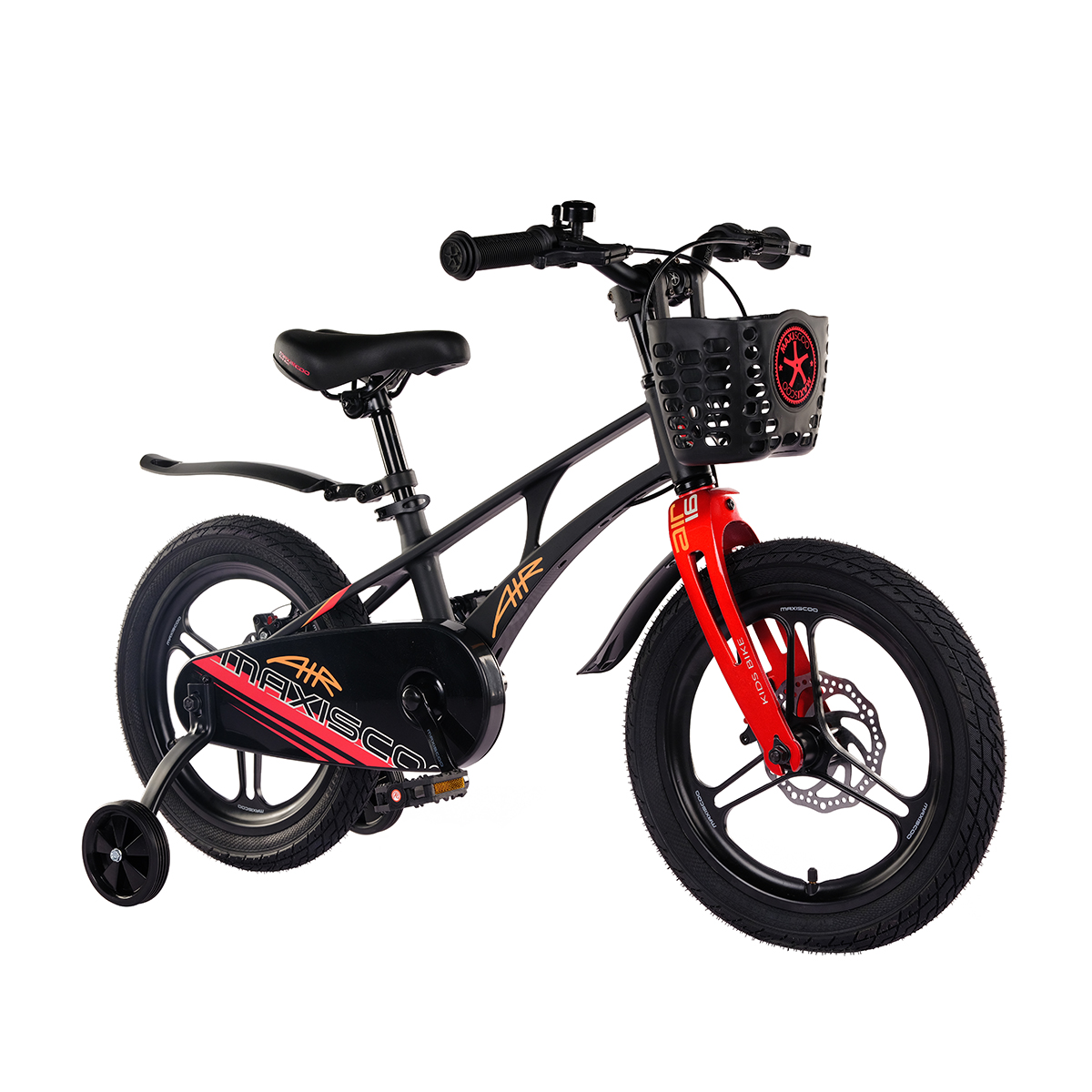 Детский велосипед MAXISCOO Air 16 Pro 2024 черный матовый детский велосипед maxiscoo cosmic deluxe 14 серый с дисковыми тормозами и доп колёсами