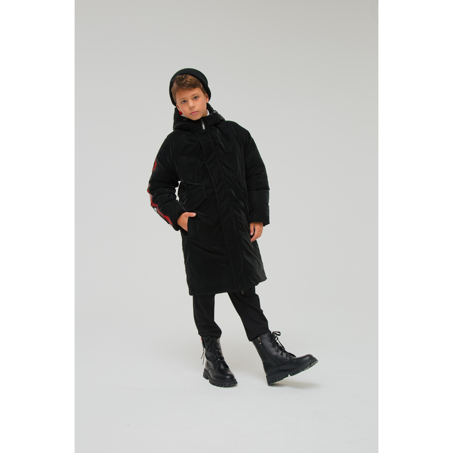 Пальто детское WBR 66-051, черный, 134