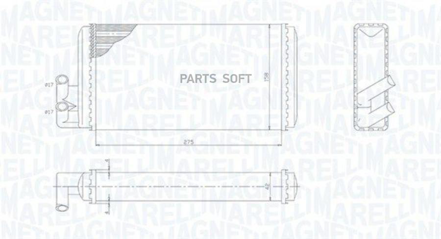 Радиатор Отопителя Vw Groupa6, 100, Golf MAGNETI MARELLI арт. 350218403000