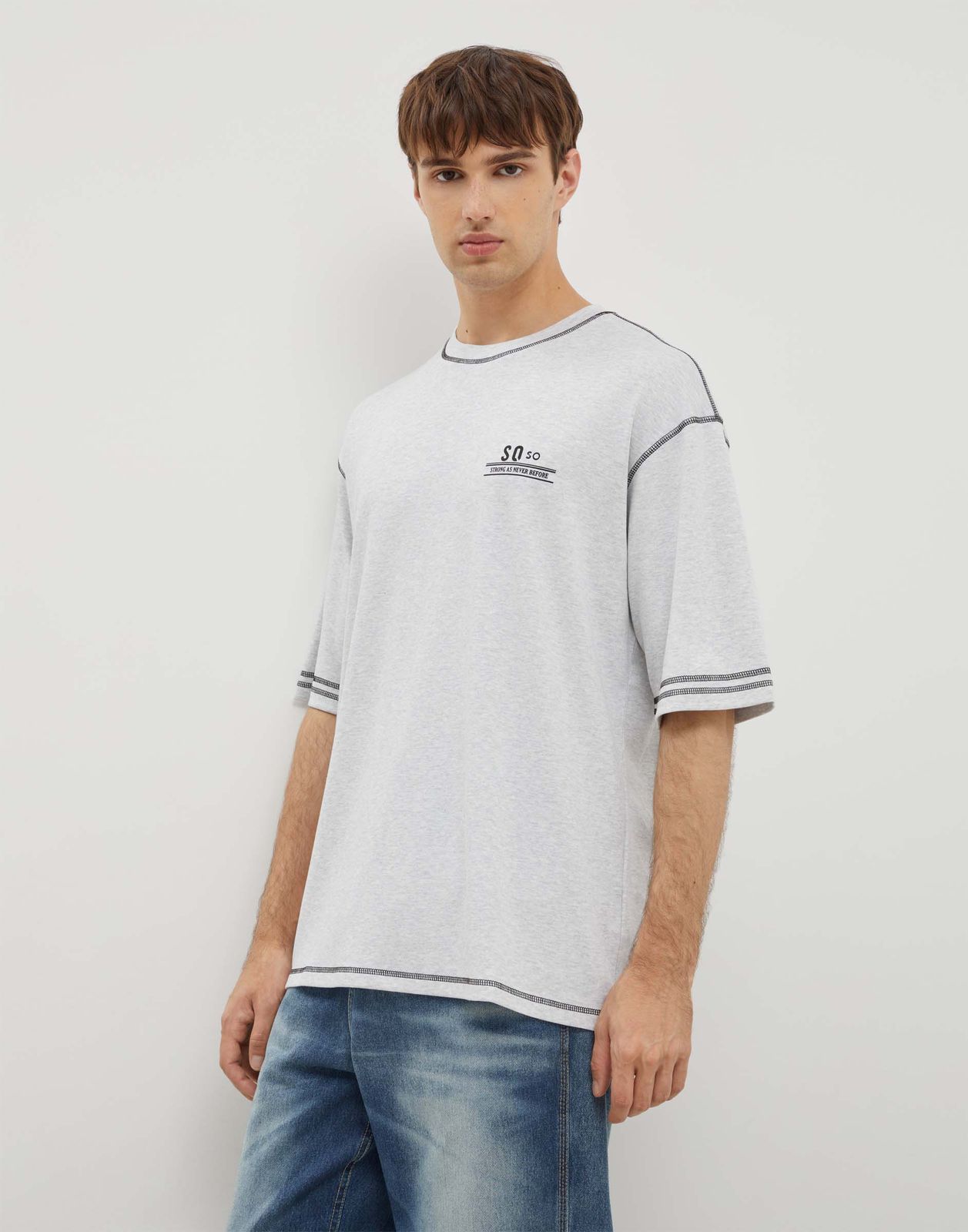 

Футболка мужская Gloria Jeans BKT014529 серый меланж M/182, BKT014529