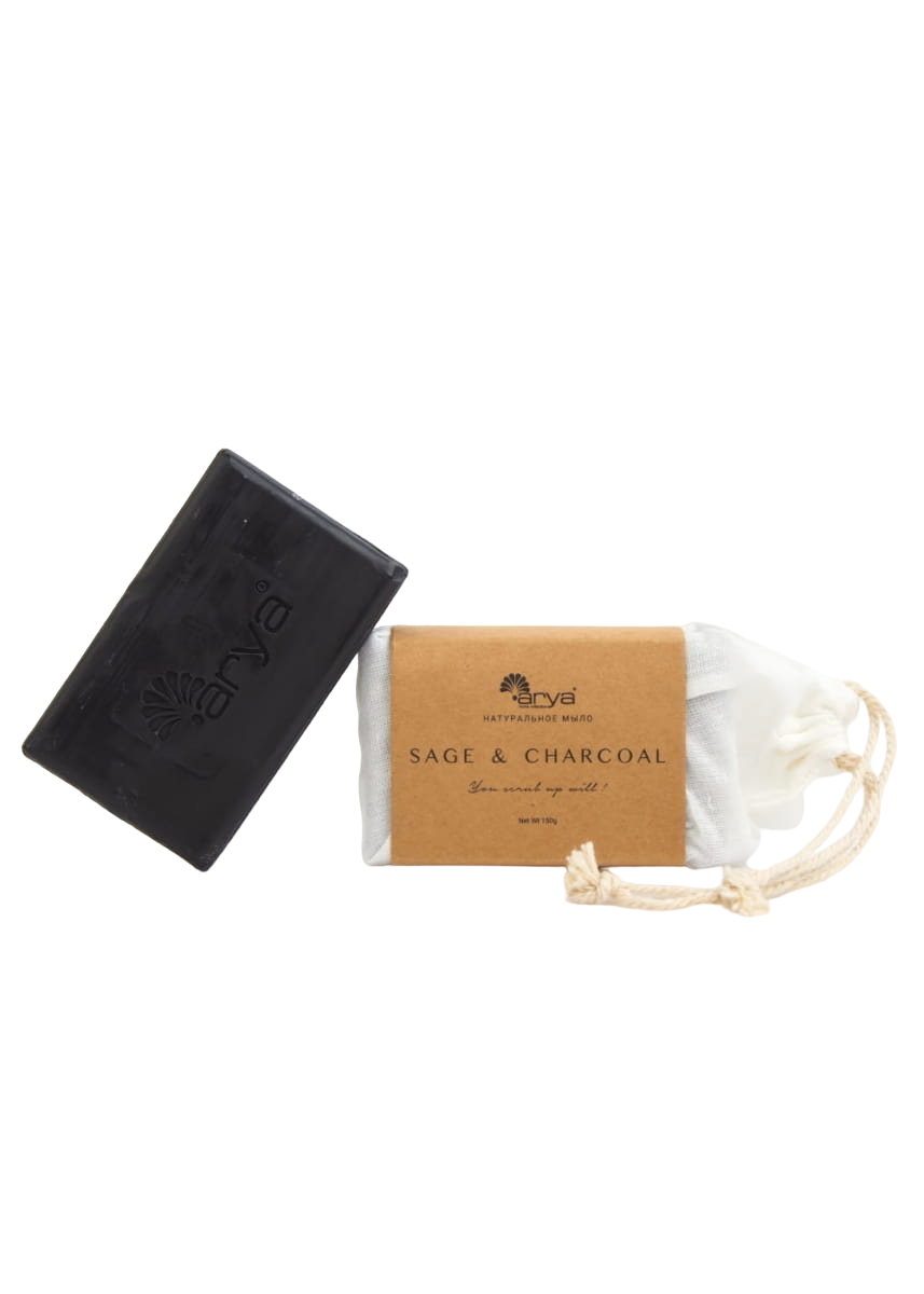 Мыло ARYA HOME COLLECTION Sage & Charcoal с ароматом, черное, 150 г