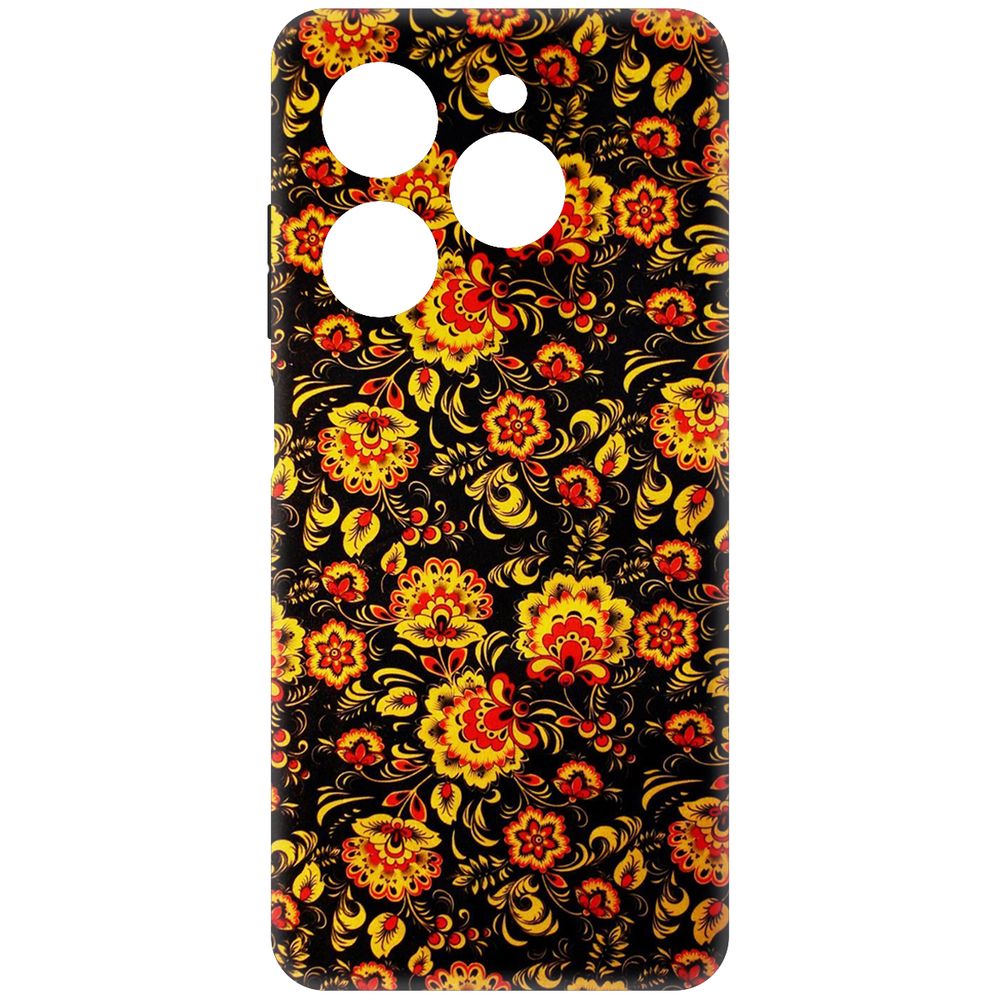 

Чехол-накладка Krutoff Soft Case Хохлома для Tecno Spark 20 Pro черный