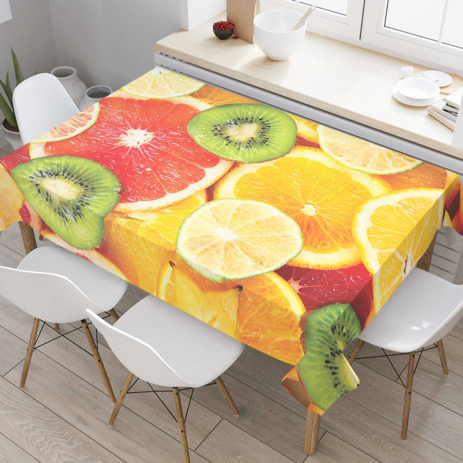 

Скатерть прямоугольная на кухонный стол JoyArty Цитрусовые ассорти из оксфорда,120x145см, Оранжевый, Цитрусовые ассорти