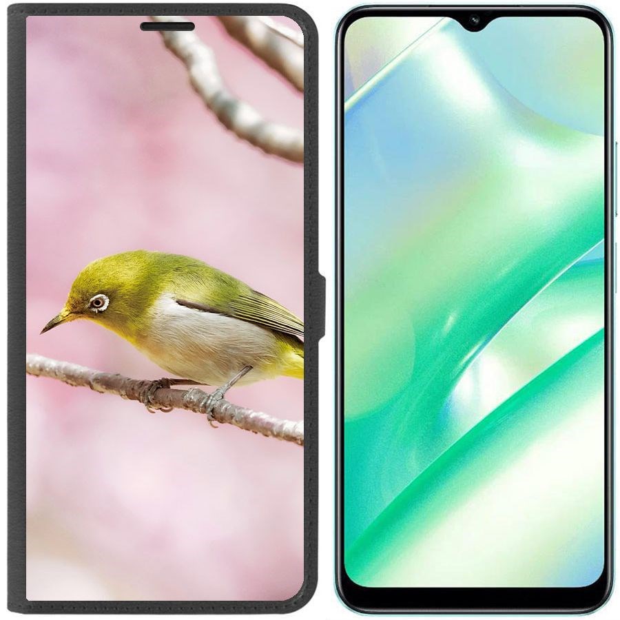 

Чехол-книжка Krutoff Eco Book для Realme C33 Японская белоглазка (черный)