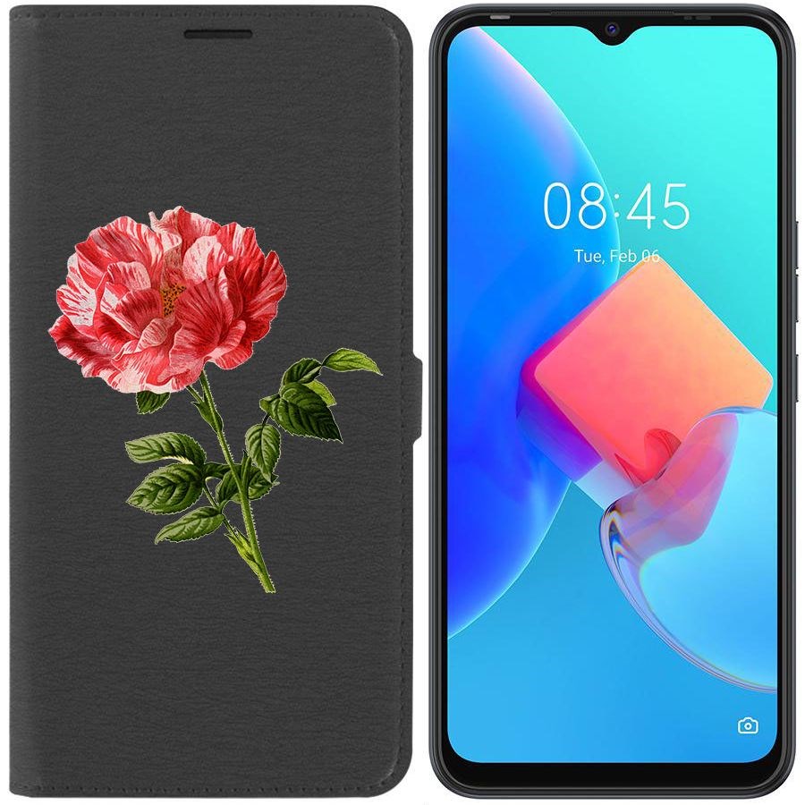 

Чехол-книжка Krutoff Eco Book для Tecno Spark 8C Рисованная роза (черный)