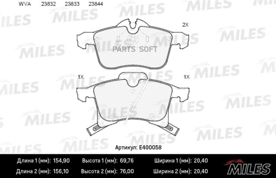 

Колодки Тормозные Opel Astra G/H, Zafira A Передние Low-Metallic Miles Miles арт. E400058