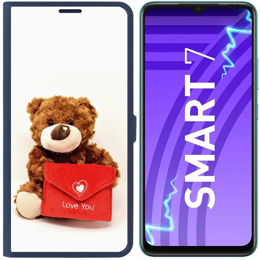 

Чехол-книжка Krutoff Eco Book для Infinix Smart 7 Медвежонок тебя любит (синий)