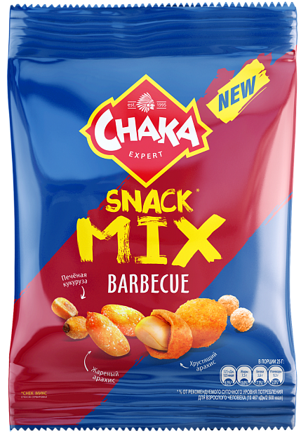 

Орехово-злаковая смесь Chaka Mix арахис-кукуруза-чаксы со вкусом барбекю 50 г