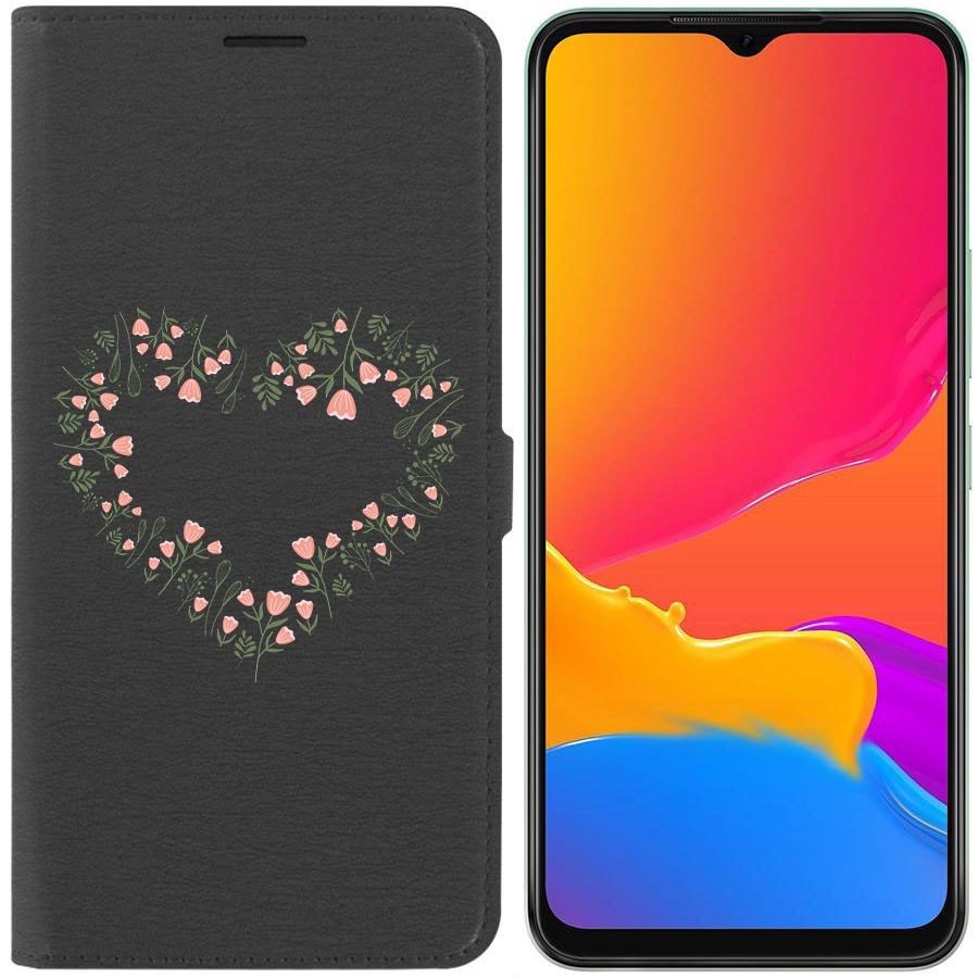 

Чехол-книжка Krutoff Eco Book для Itel S18 Цветочное сердце (черный)